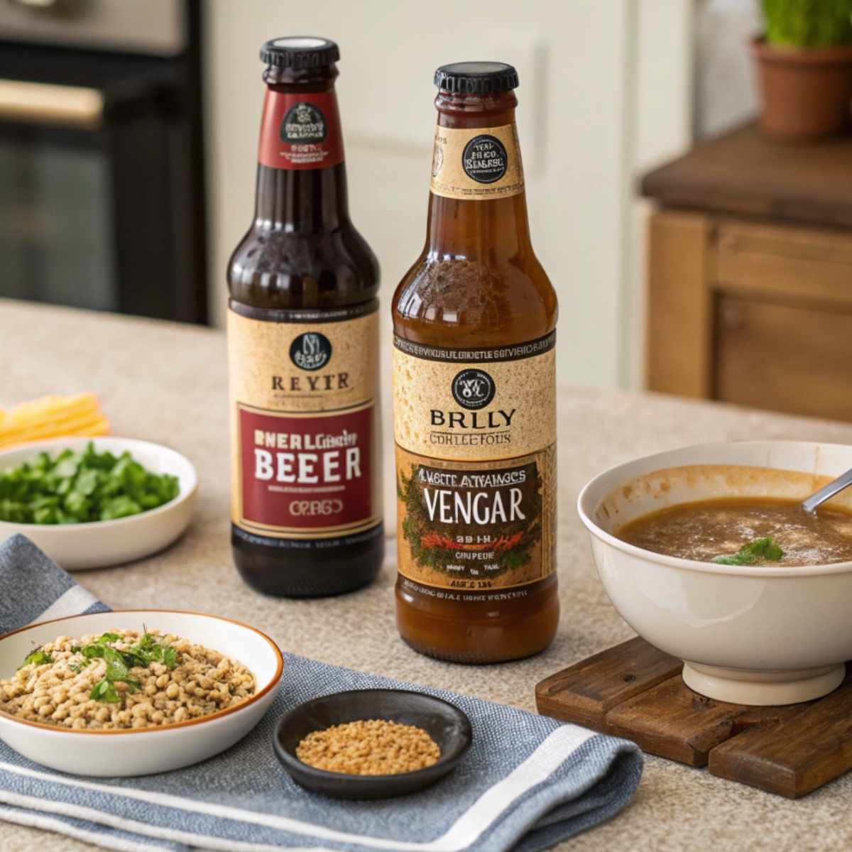 Food products containing barley, including beer and malt vinegar.