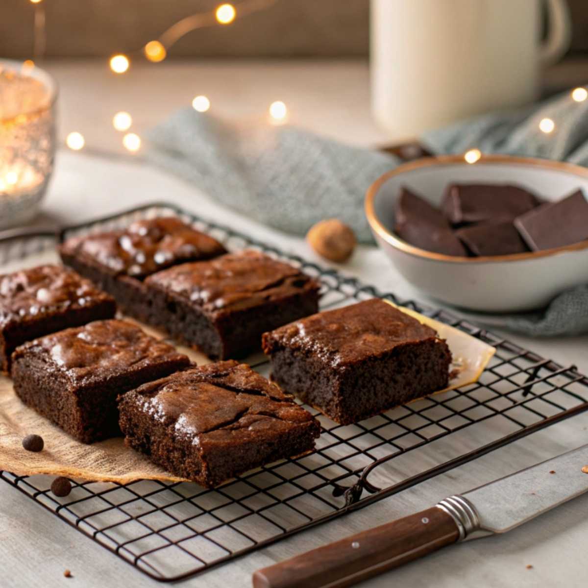 Freshly baked and cooling gluten free brownies