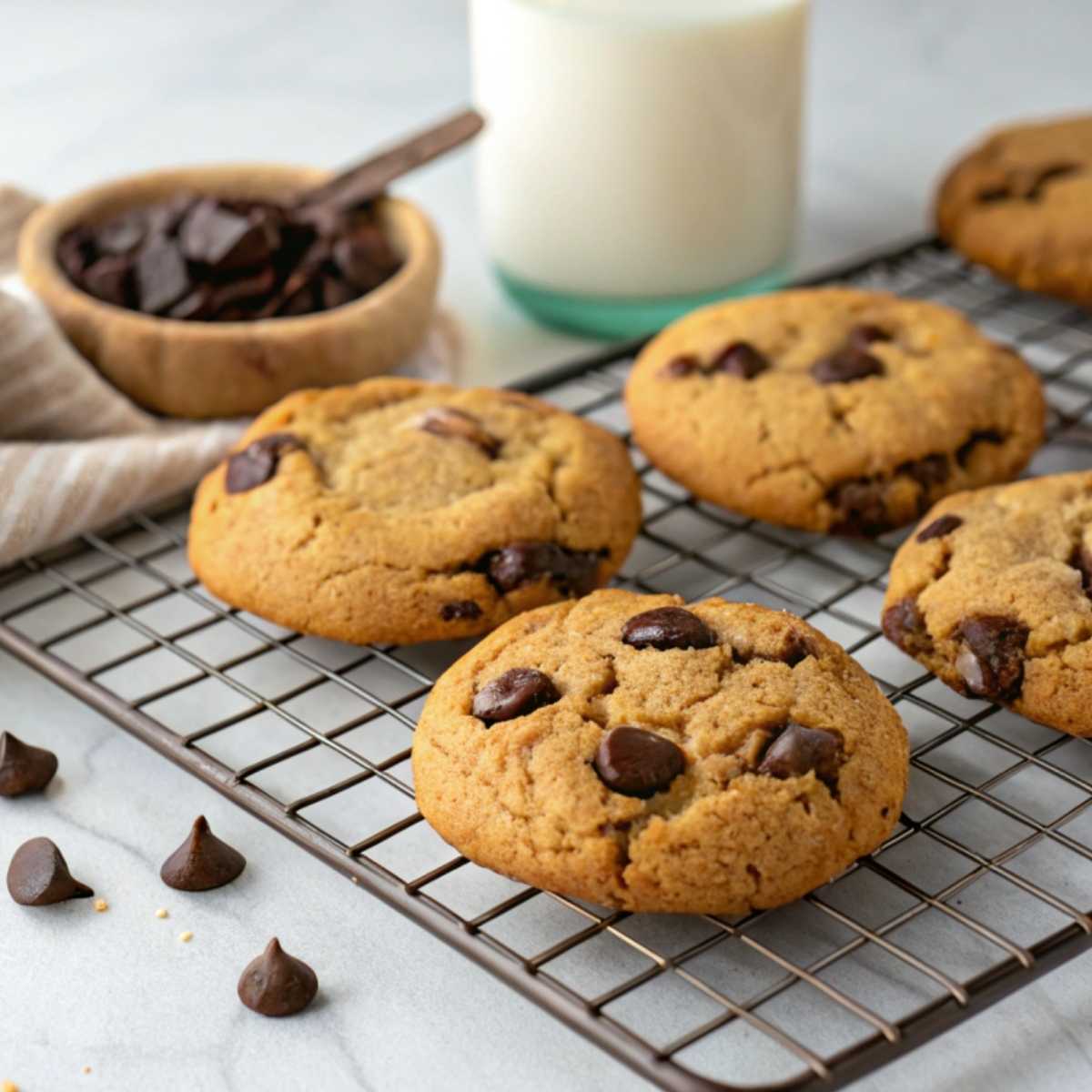 Cooling Gluten Free Chocolate Chip Cookies.