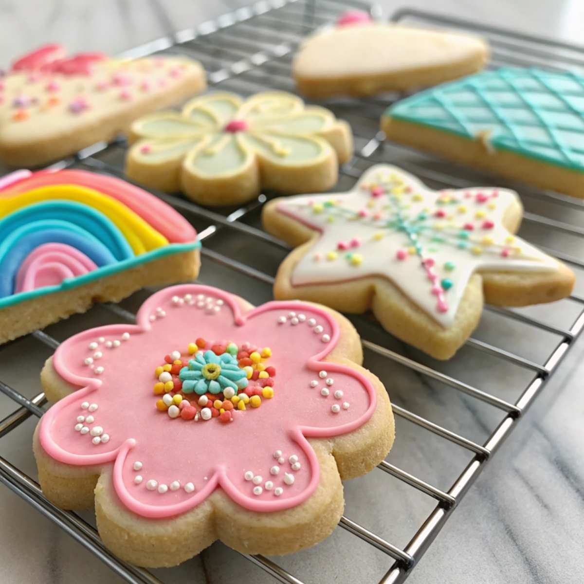 Gluten free sugar cookies cooling on a wire rack