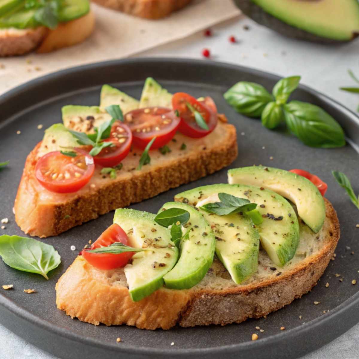 Toasted gluten free bread slices with avocado