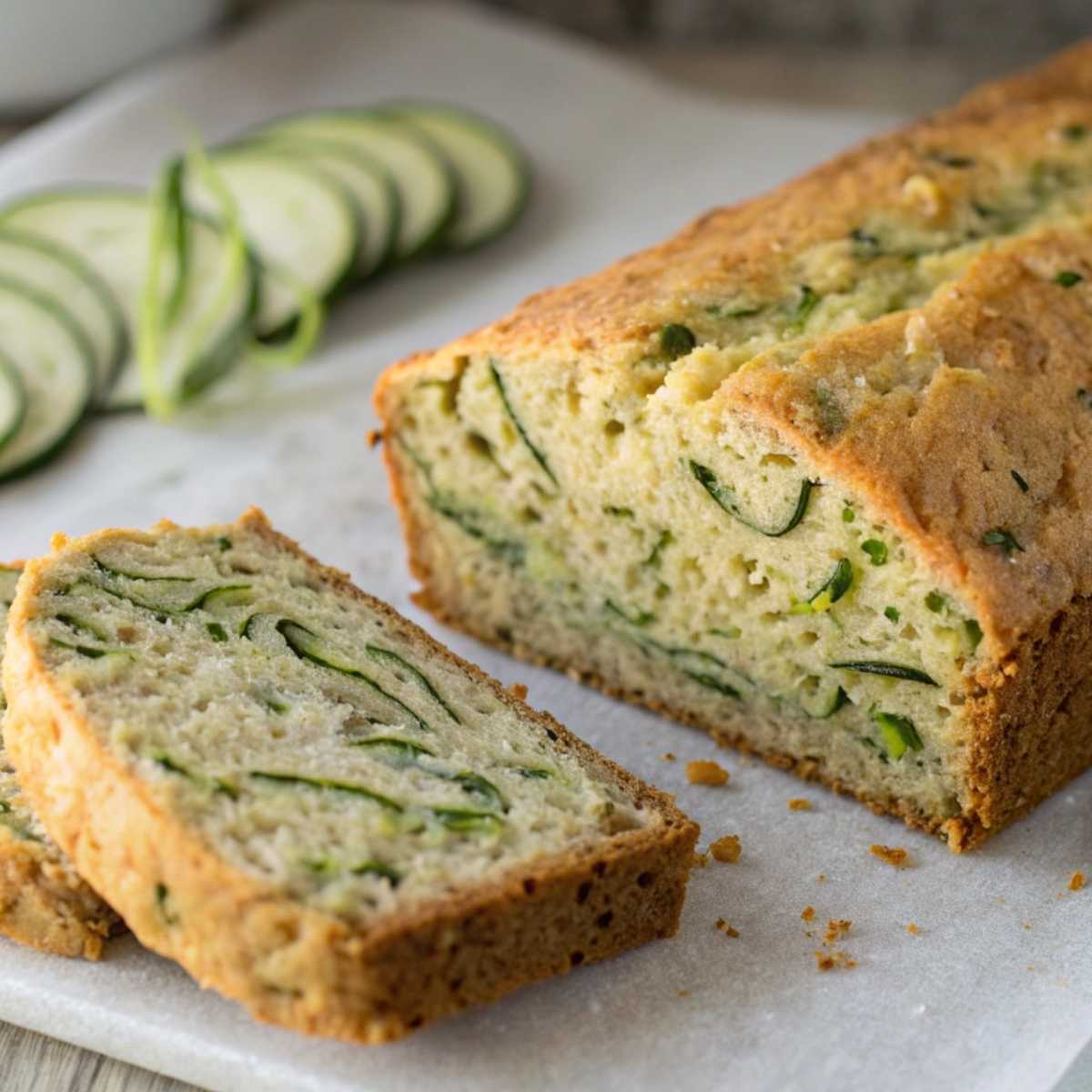 Gluten free courgette bread on a cutting board