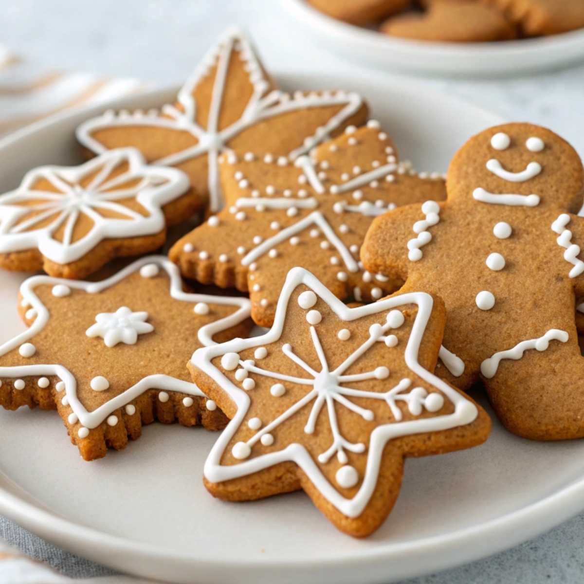 Gluten free gingerbread biscuits decorated with icing