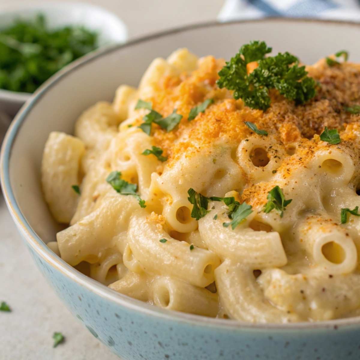 A comforting bowl of creamy gluten free mac and cheese.