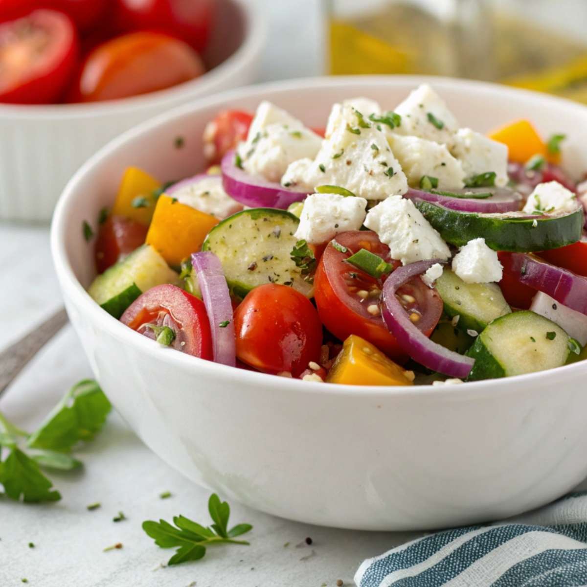 Greek Salad without croutons for a gluten free meal