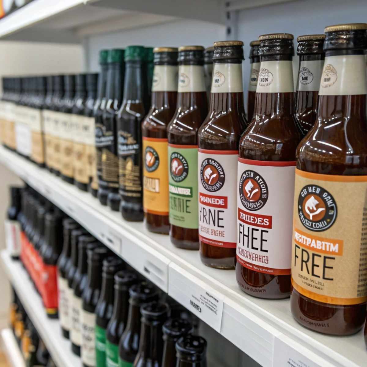 Different brands of Worcestershire sauce in a store