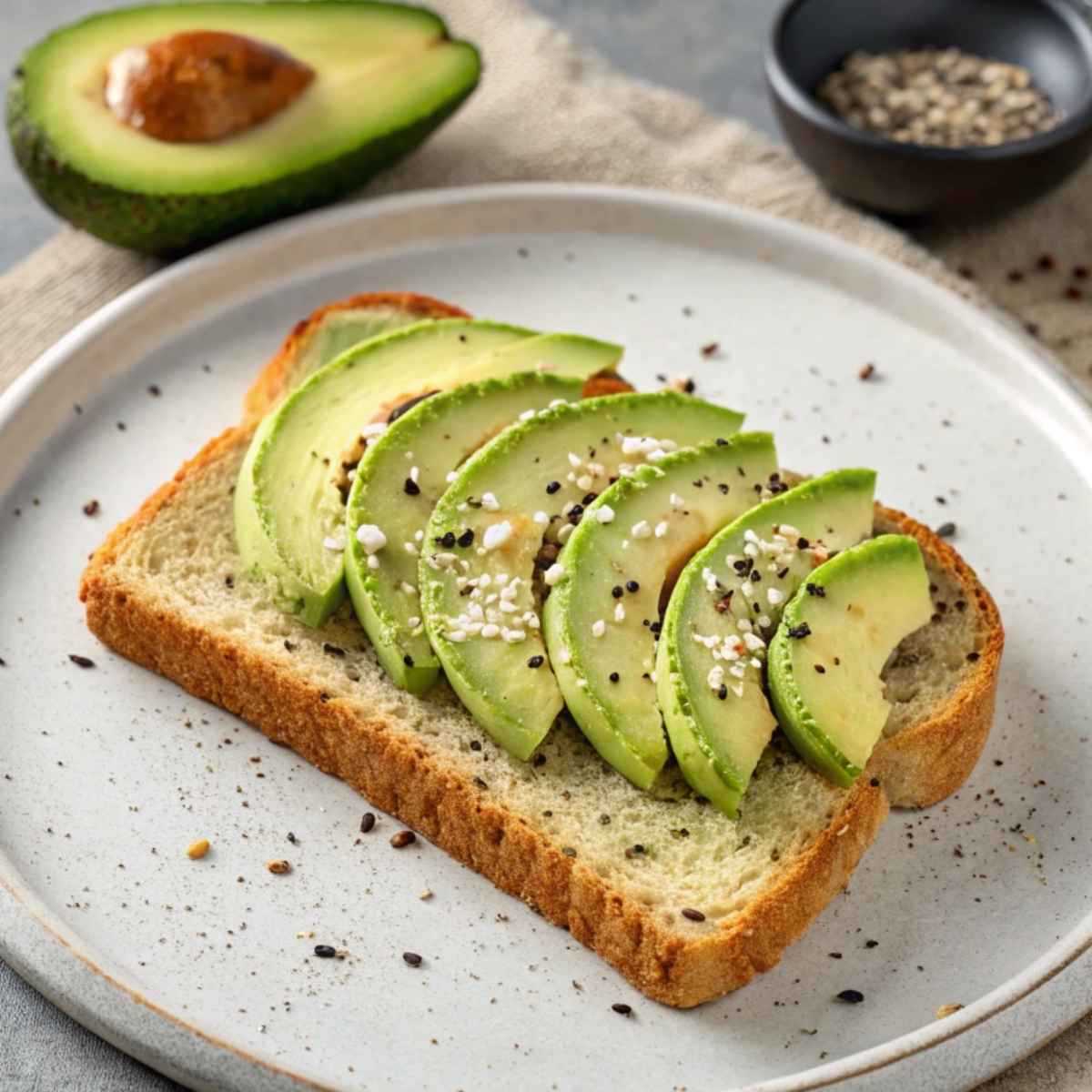 Gluten free yeast free bread with avocado topping