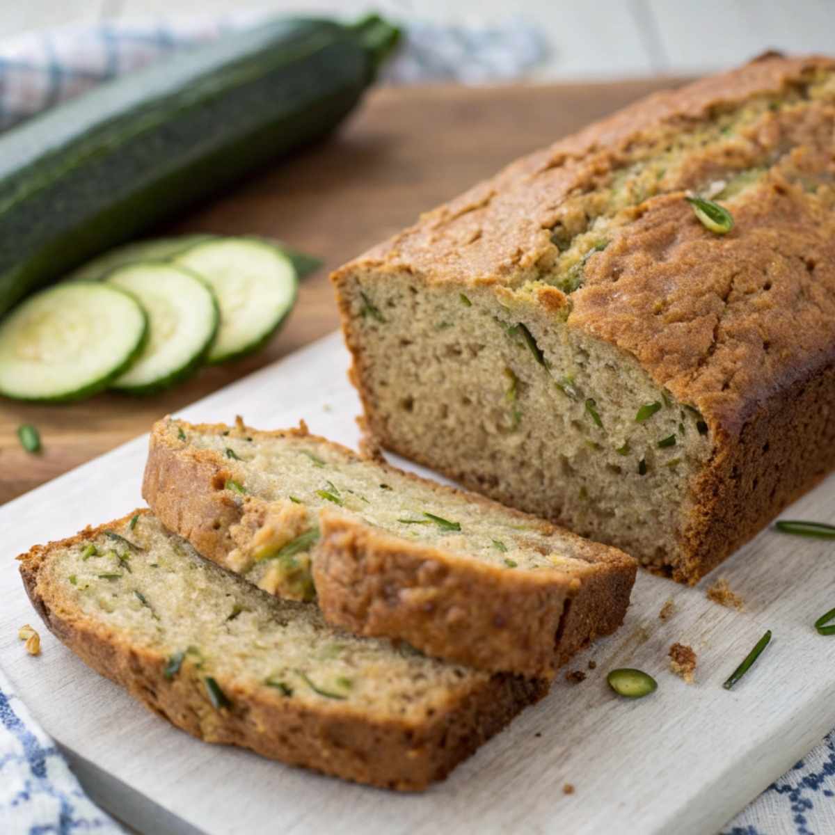 A slice of gluten free zucchini bread with butter