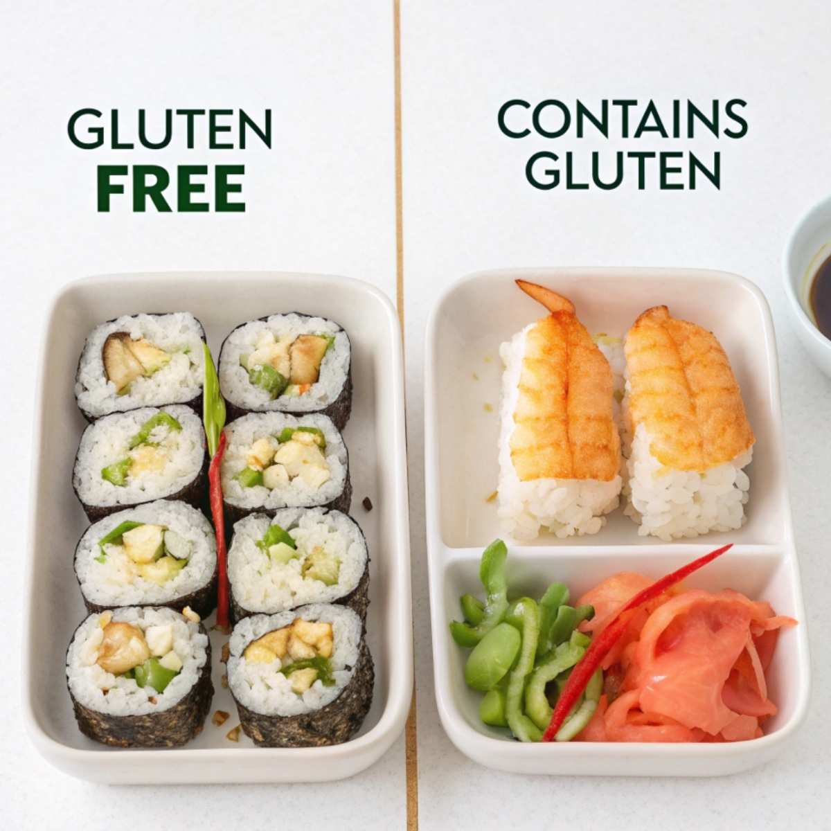 A comparison of gluten free and non-gluten free sushi ingredients