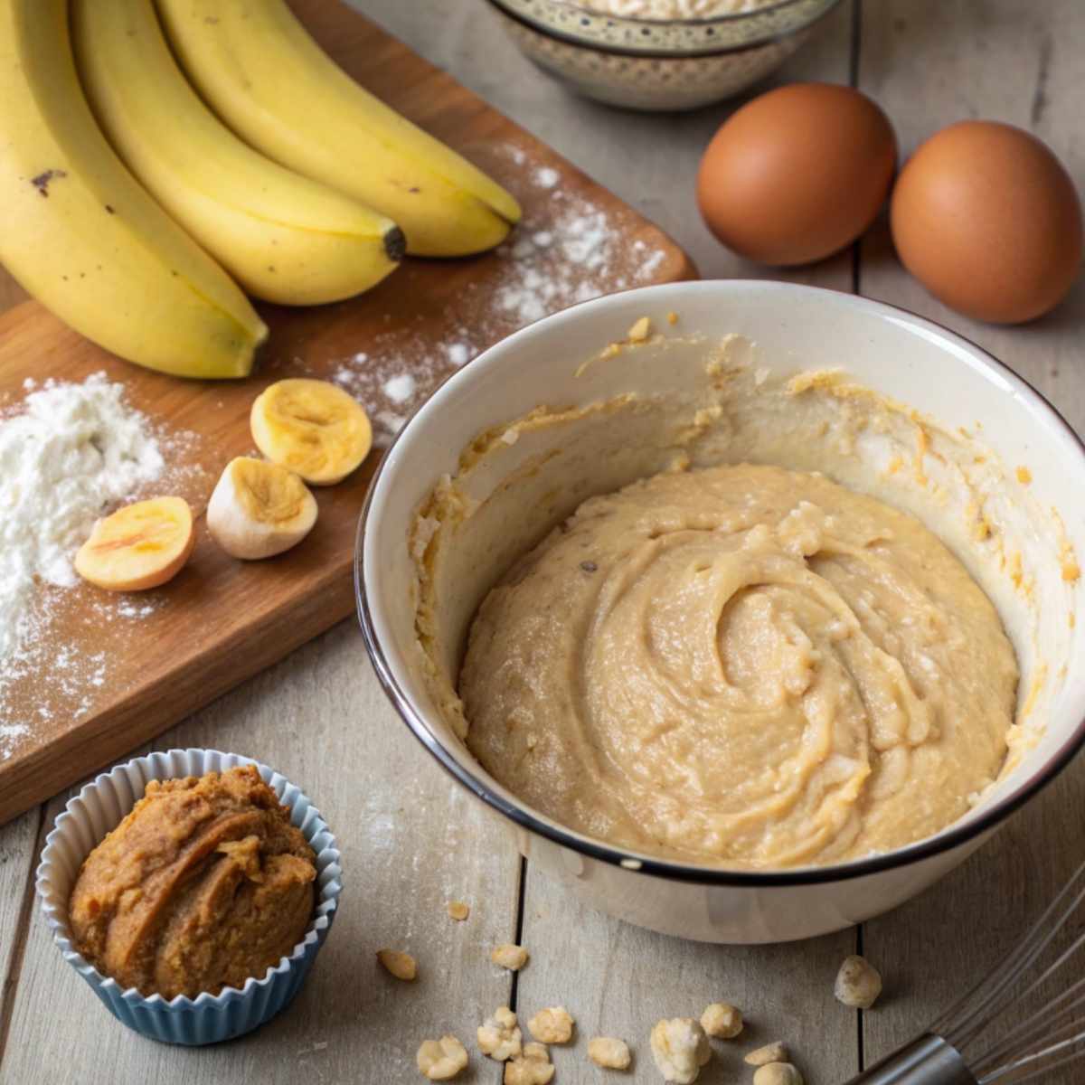 Gluten free banana muffins cooling on a rack