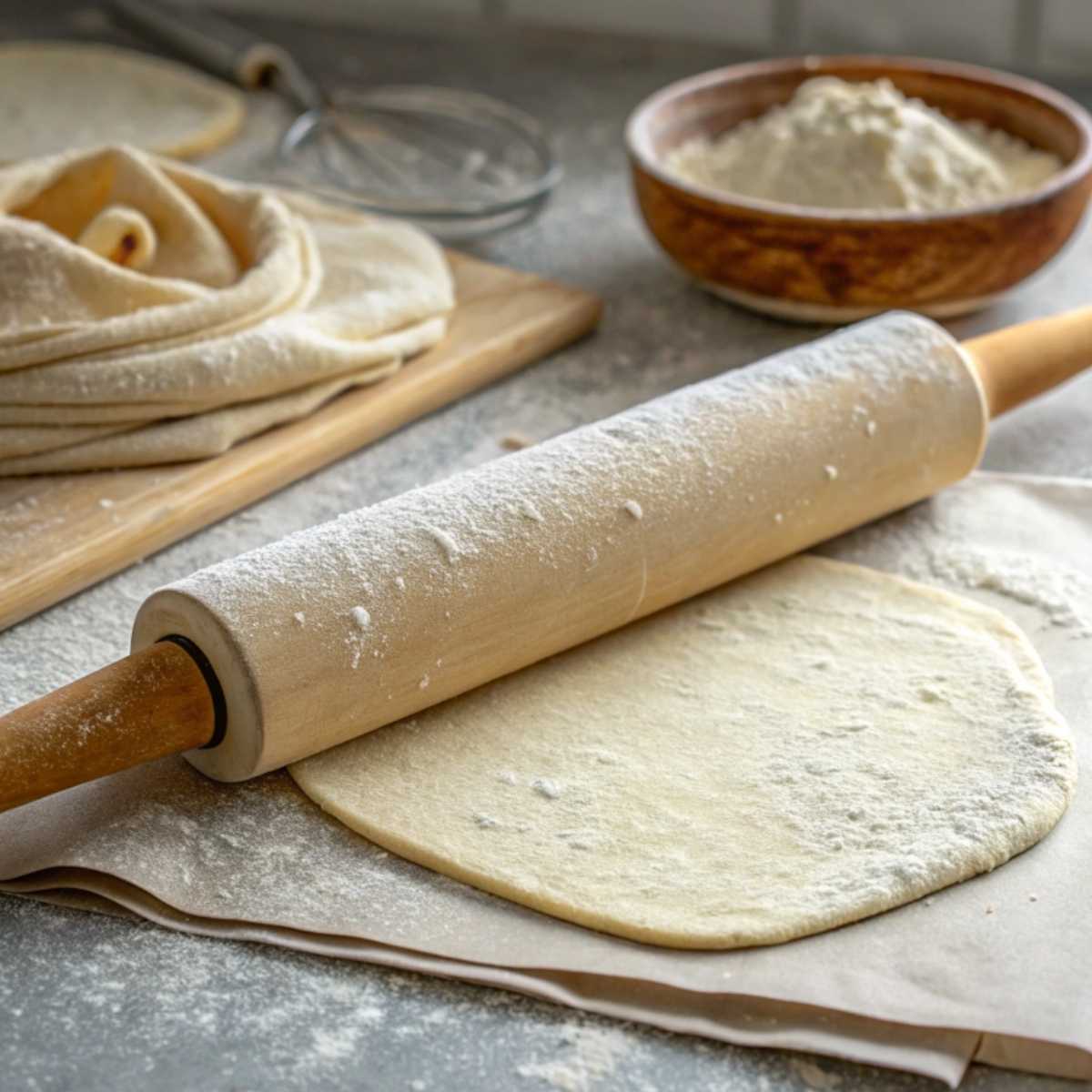 Rolling out gluten free pita dough