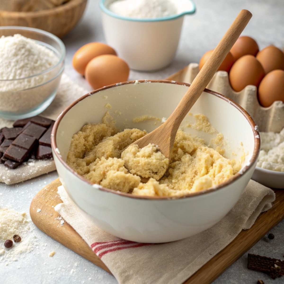 Gluten free sugar cookie dough being mixed in a bowl