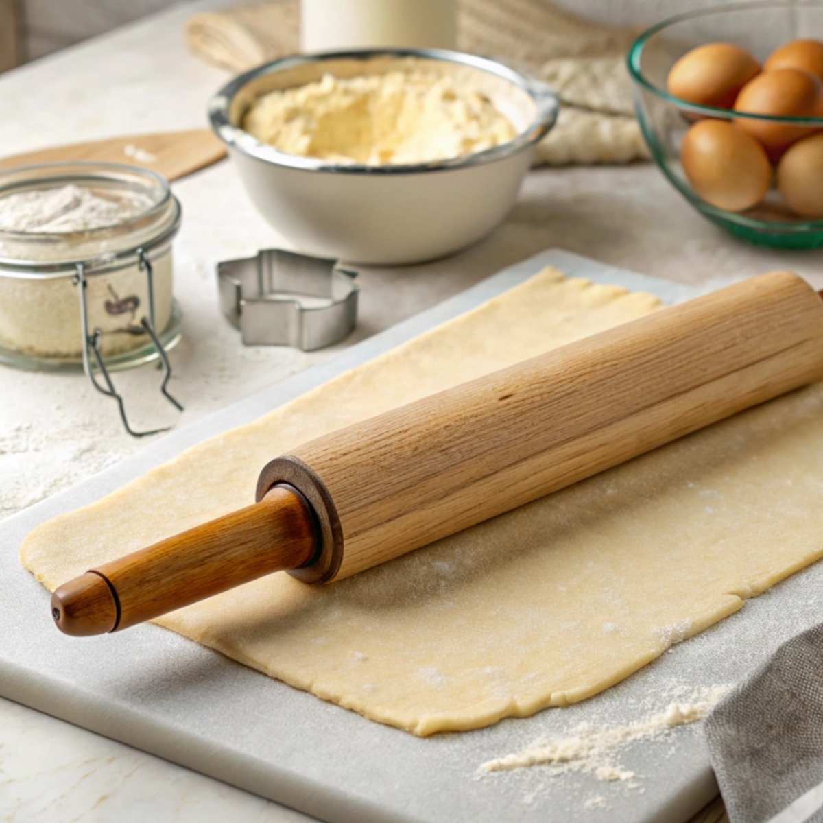 Rolling out the dough for a gluten free pie crust