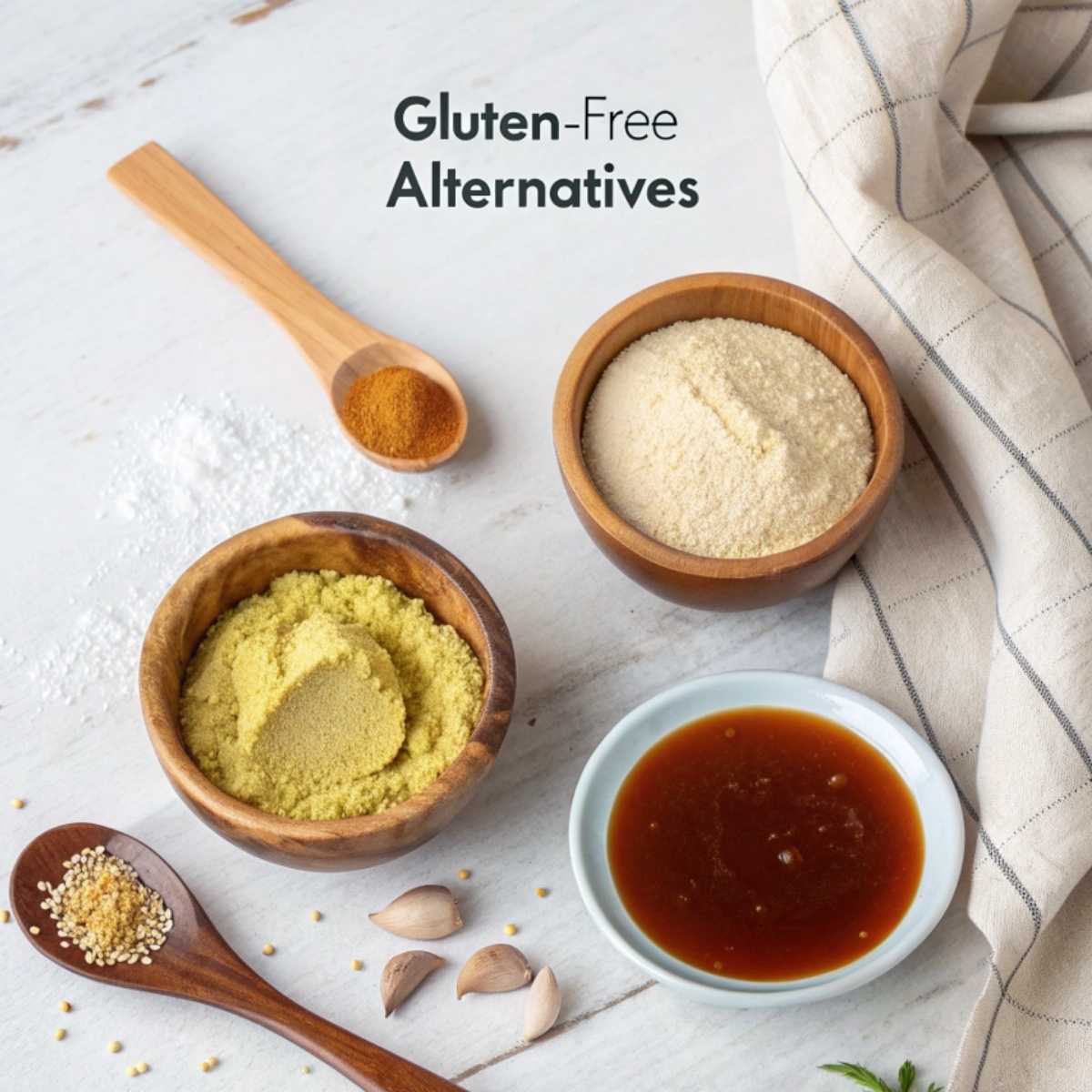 Gluten-free alternatives to yeast extract on a kitchen counter