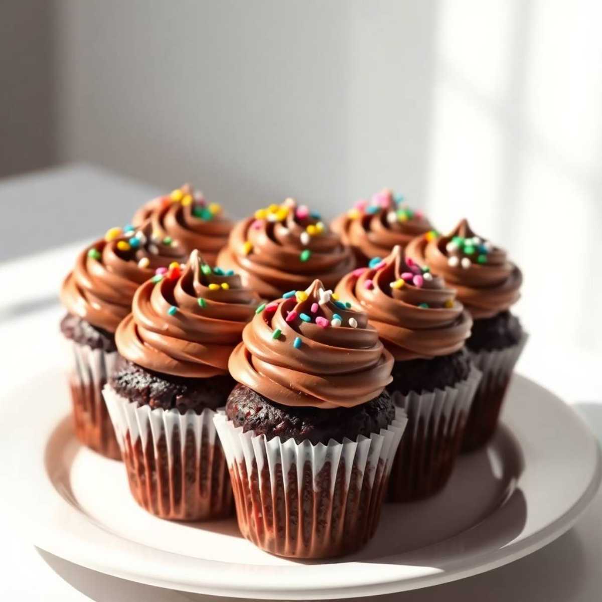 gluten-free chocolate cupcakes on a white plate