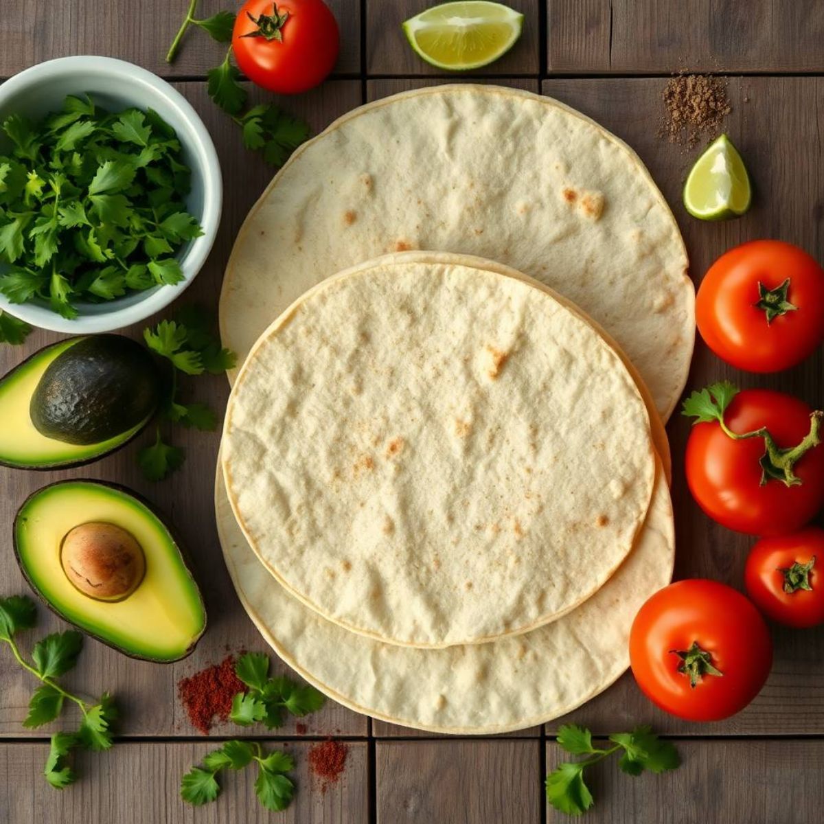 gluten-free tortillas on a rustic wooden table