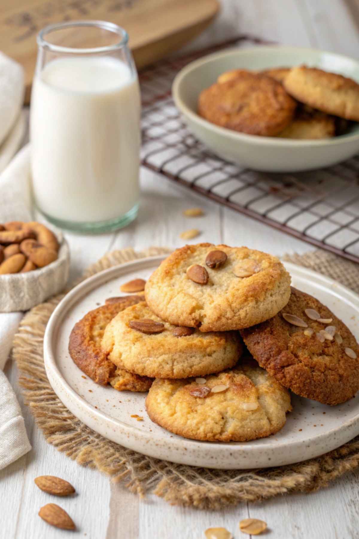 A plate of crispy almond flour cookies